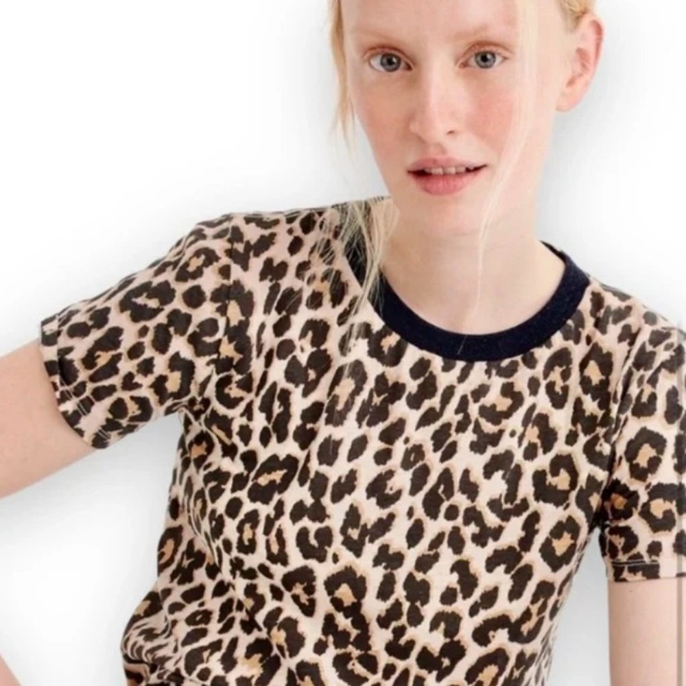 J. Crew Leopard Print Ringer Tee - Picture 3 of 6